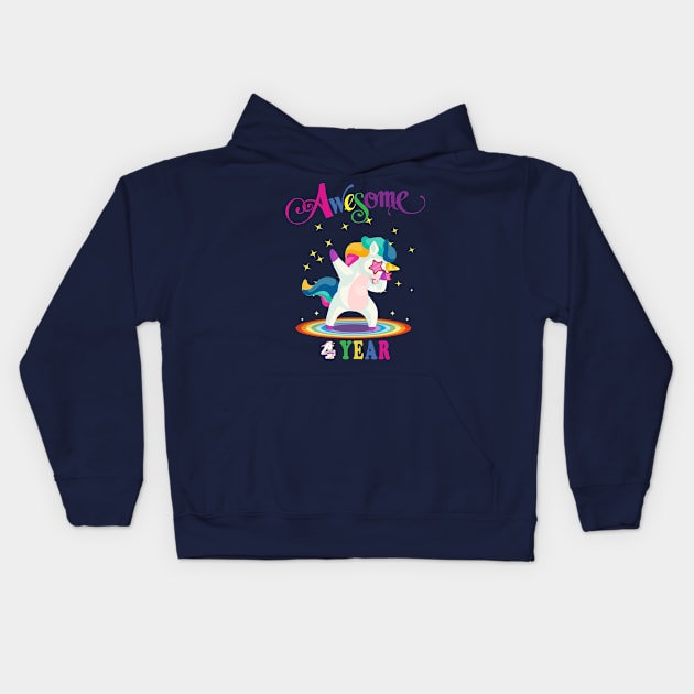 4th Birthday Unicorn Kids Hoodie by NI78